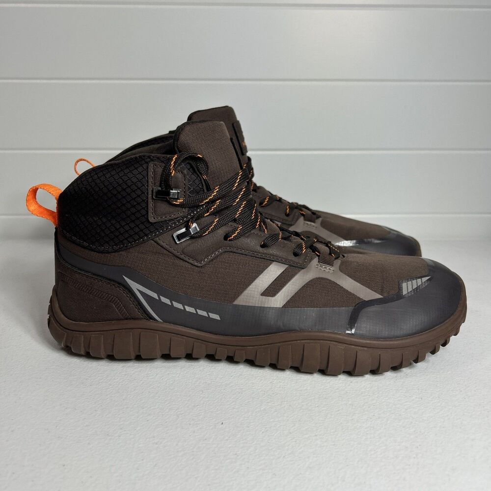 Hobibear Men’s Hiking Boots Size 44 US 10-10.5 Brown Mid Wide Toe Barefoot Trail